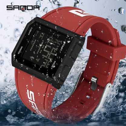SANDA Men’s Fashion Outdoor Military Sport LED Digital Watch – 5Bar Waterproof Wristwatch