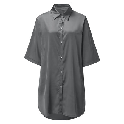 Women’s Silky Soft Long Sleeve Pajamas – Solid Color Sexy Nightshirt, Comfortable Home Sleepwear