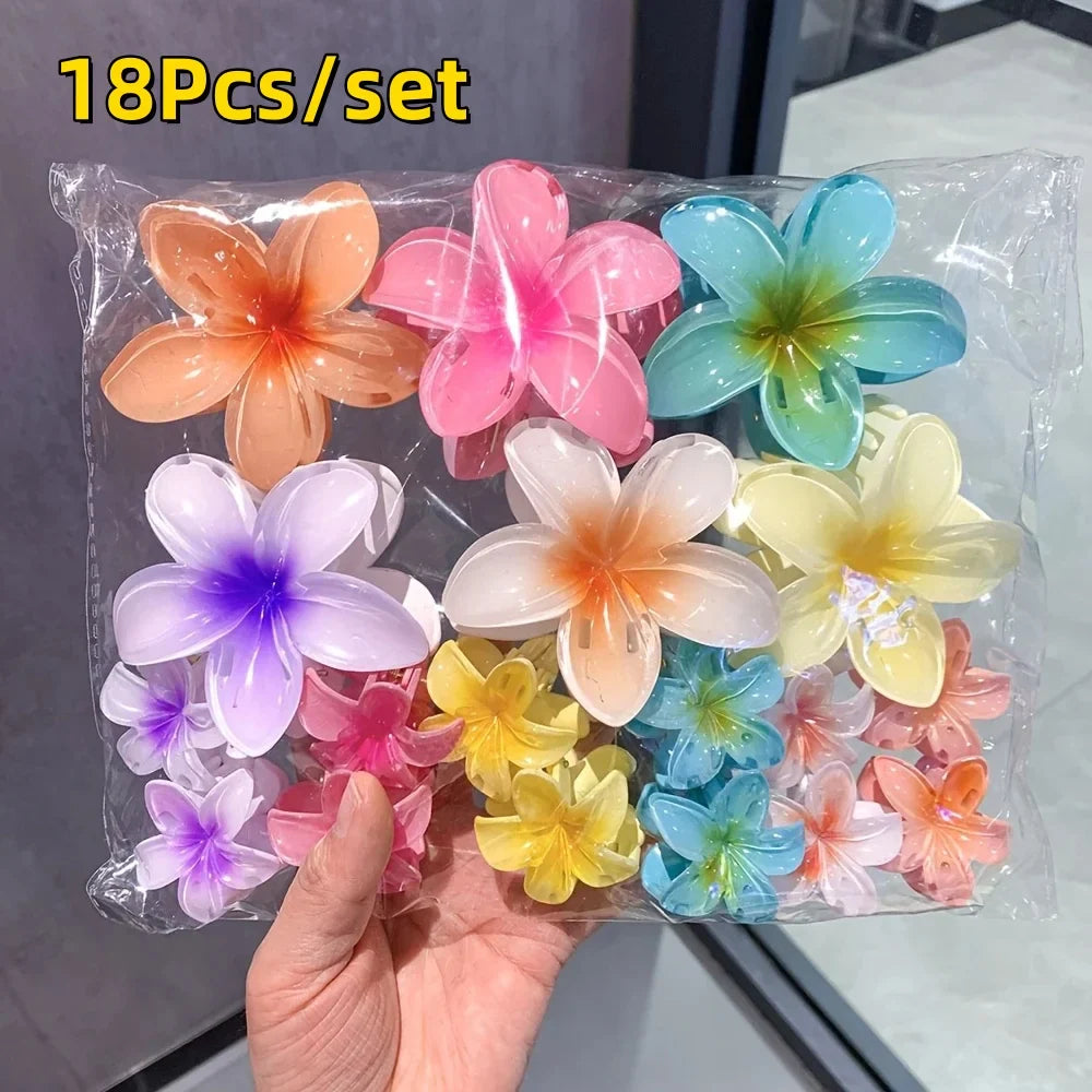 18Pcs Egg Flower Hair Clips | Gradient Candy Color Flowers, Shark Clips for Daily Ponytail Styling