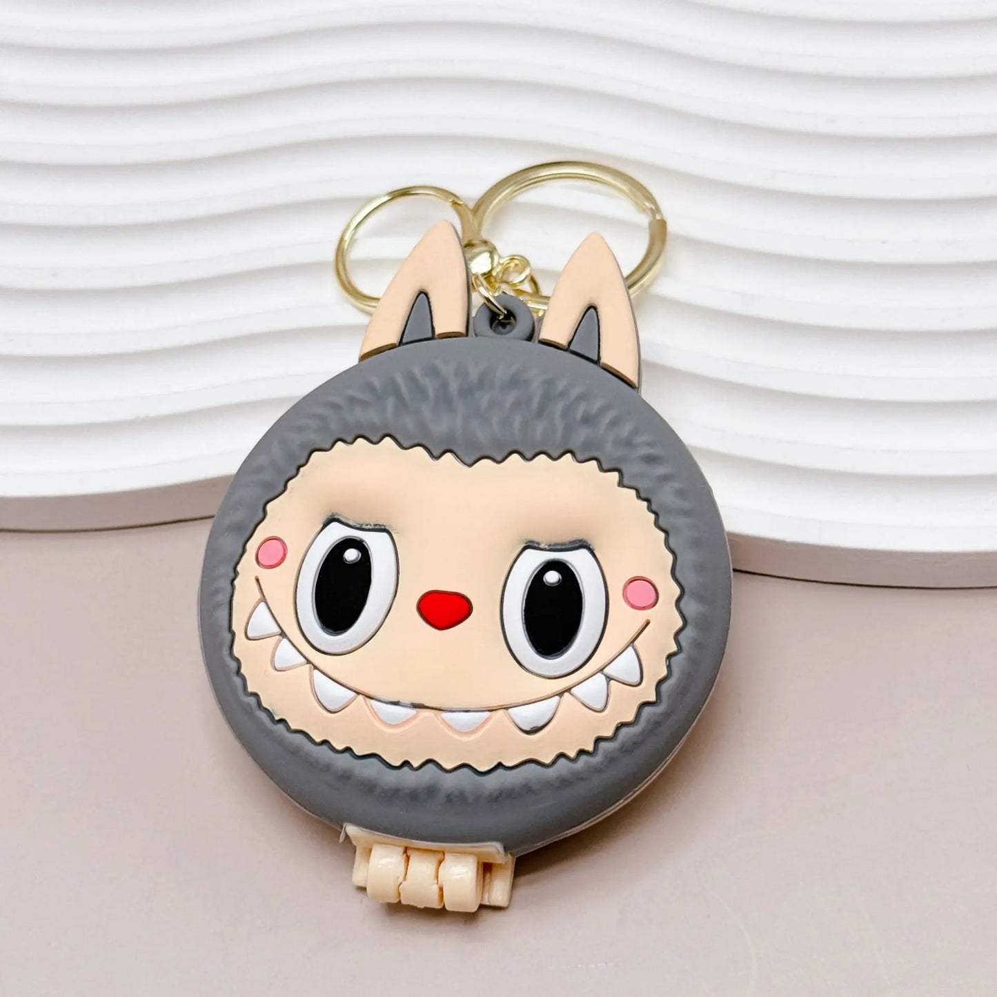 Kawaii Labubu Monsters Zimomo Mococo Comb Mirror Keychain – Cute Portable Air Cushion Comb Gift for Girls
