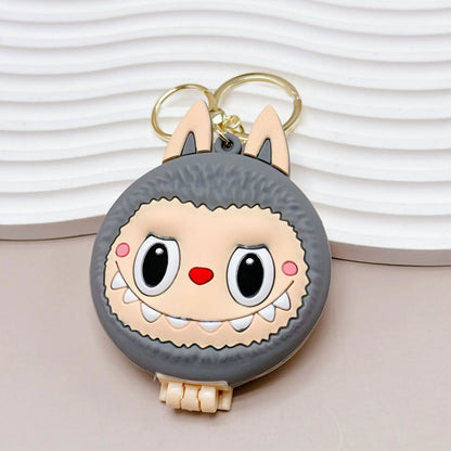 Kawaii Labubu Monsters Zimomo Mococo Comb Mirror Keychain – Cute Portable Air Cushion Comb Gift for Girls