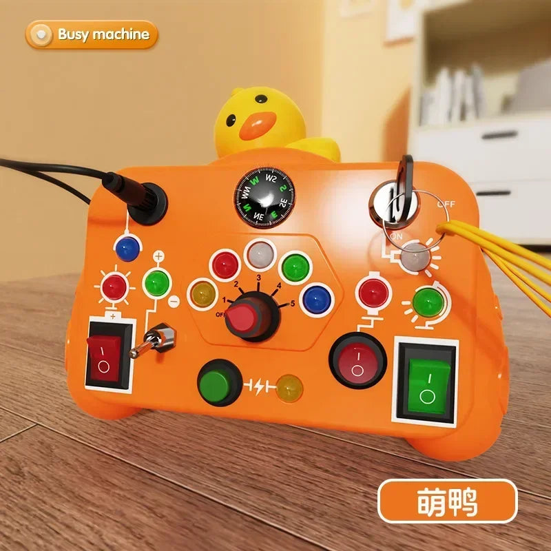 Montessori Busy Board Sensory Toy – LED Light & Switch Activity Game for Children Ages 2-4