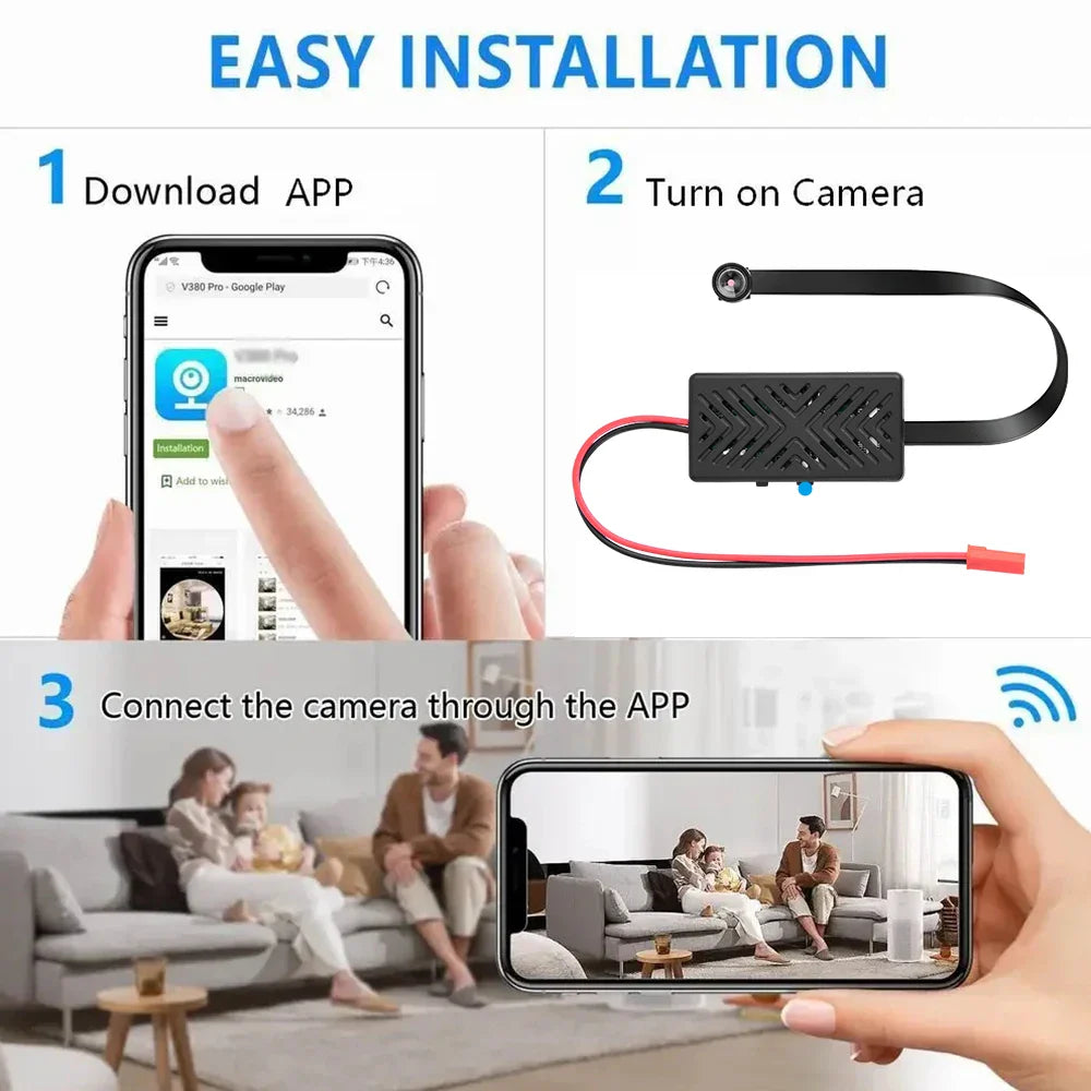 1080P DIY WiFi Mini Camera Module — Motion Detection Sport DV P2P Video Recorder with Remote Control for Home Security