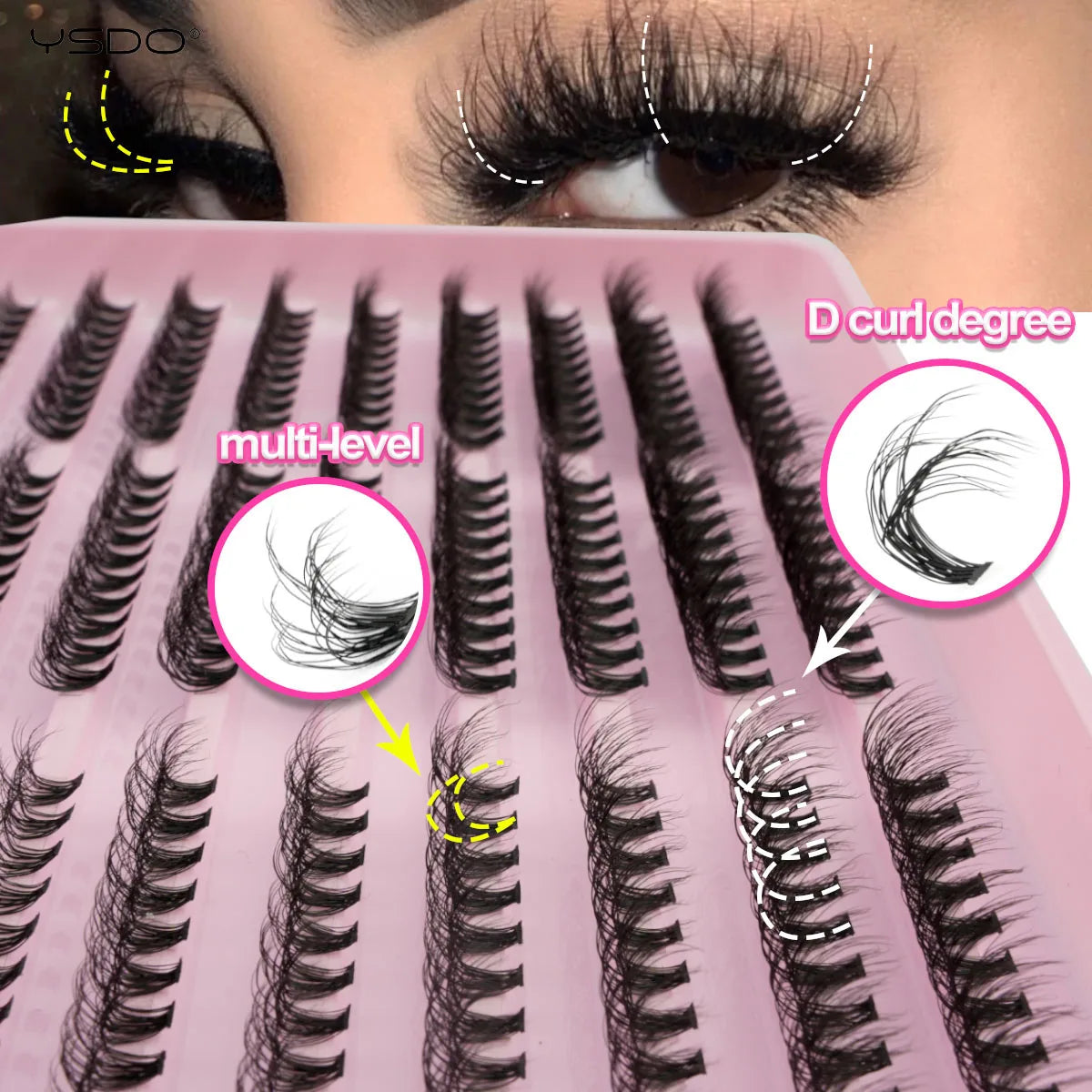 YSDO Premade Volume Fans Eyelash Extensions – 10/14 Rows Natural Mink Individual Cluster Lashes for Makeup