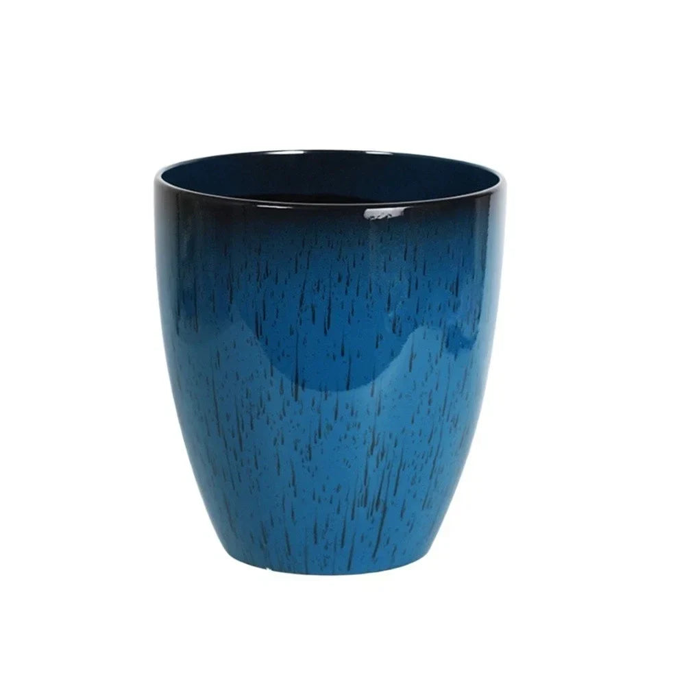 Compact Ceramic Plant Pot with Drainage Tray - Breathable Earthenware Planter for Patio & Home Plants