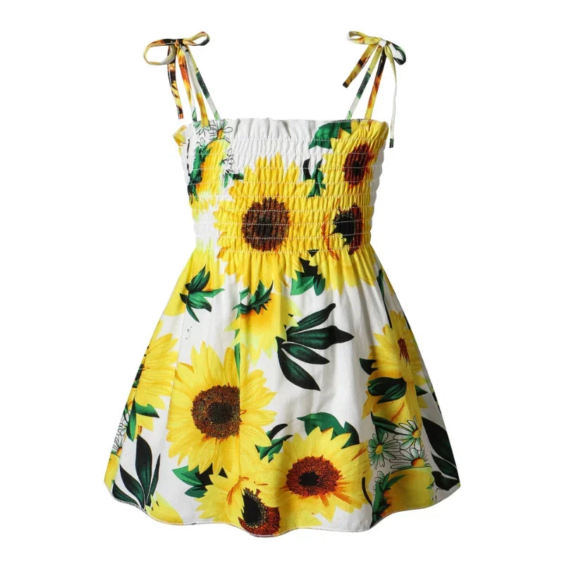 Summer Girls Princess Beach Dress – Strapless Floral Sleeveless Party & Casual Toddler Dress for Ages 1-6 Years