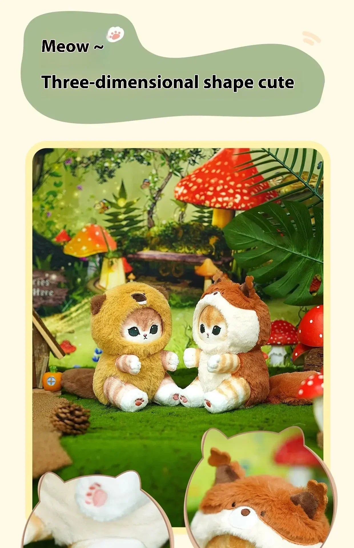 Kawaii Mofusand Shark Cat Keychain — Cartoon Cross-Dressing Doll Pendant for Backpack Decor