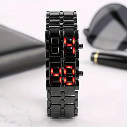 LED Display Lava Digital Watch – Red & Blue Novelty Electronic Wristwatch for Men and Women