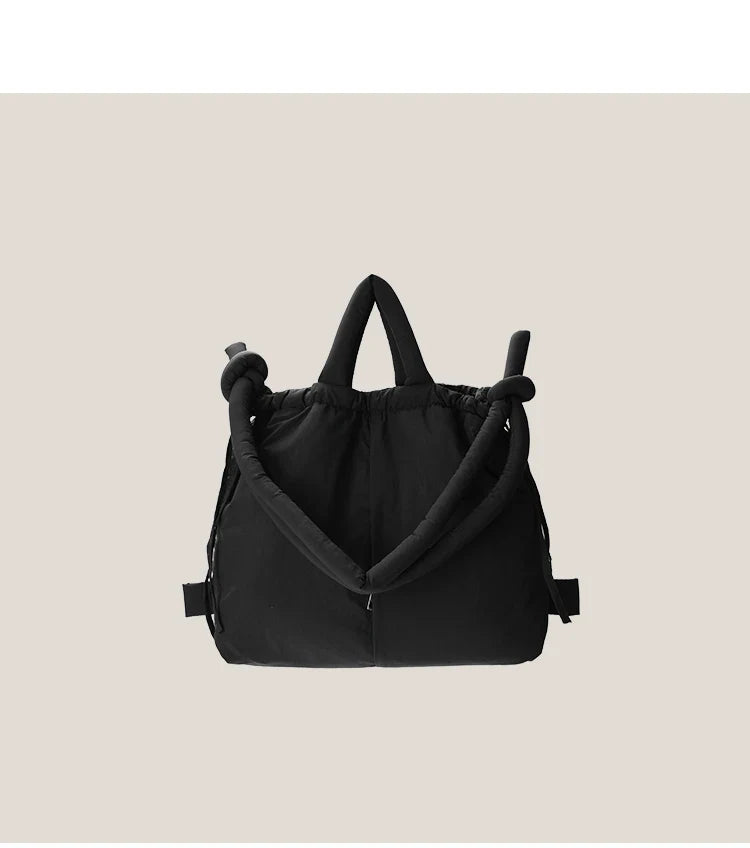 2023 Casual Nylon Padded Tote Bag – Soft Puffer Shoulder & Crossbody Handbag for Women, Large Capacity Vintage Design