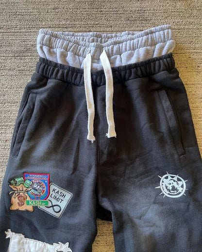 American Y2K Gothic Hip Hop Sweatpants for Men – Retro Double Layer Baggy Joggers with Elastic Waist