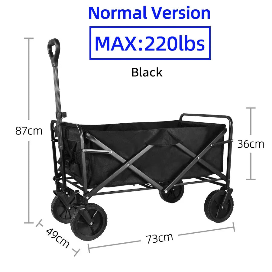 500lbs Heavy Duty Folding Tank Wheels Cart — Large Capacity Outdoor Wagon for Beach, Sand, Trolley & Camping