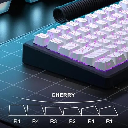 Topographic Keycaps 4.0 Version - 98 Key PBT Cherry Profile Shine Through Side Print Backlit Mechanical Keyboard Caps