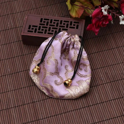 Silk Brocade Drawstring Gift Bags – Embroidered Jewelry, Coin & Candy Pouch for Wedding & Party Favors