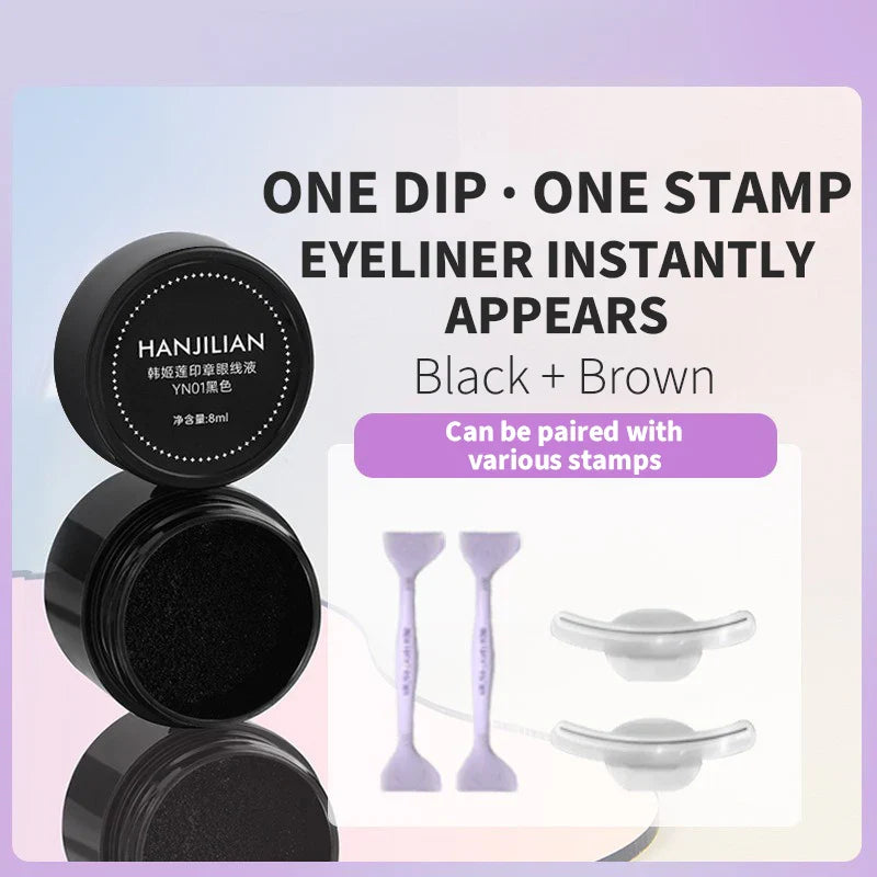 Waterproof Lower Eyelash Stamp Set - Easy-to-Use Quick Dry 2-in-1 Eye Liner with 0.01mm Tip & Ink for Lower Lashes