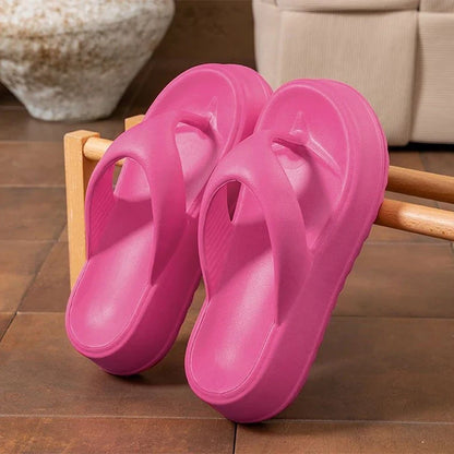 Women's Rose Red Platform Sandals - Lightweight EVA Wedge Beach Flip Flops
