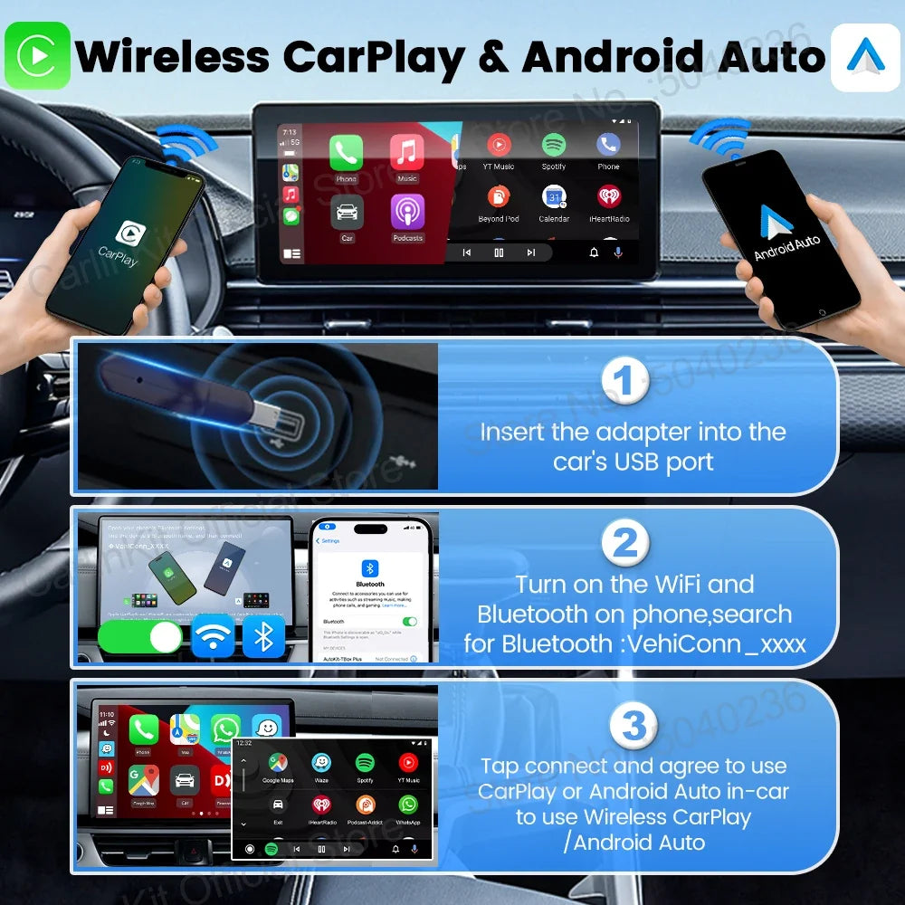 CarlinKit Wireless CarPlay & Android Auto Adapter - OEM Car Upgrade with WiFi & Bluetooth