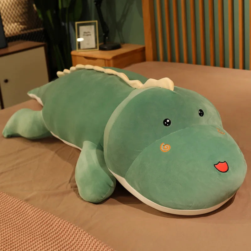 80CM Big Long Dinosaur Plush Toy – Soft Cartoon Crocodile Stuffed Doll Pillow for Kids, Birthday Gift for Boys & Girls