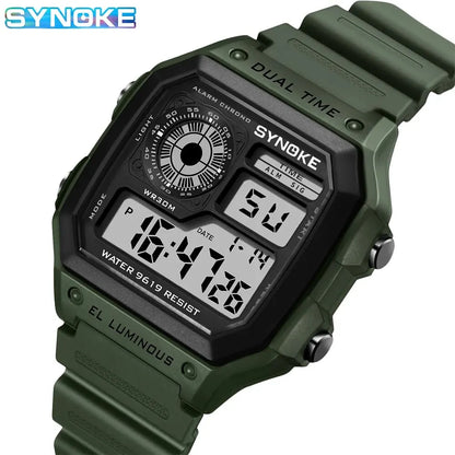 SYNOKE Digital Sports Watch – Luminous Multifunction Waterproof Chrono Wristwatch for Men & Women, Outdoor & Running, Seven Light