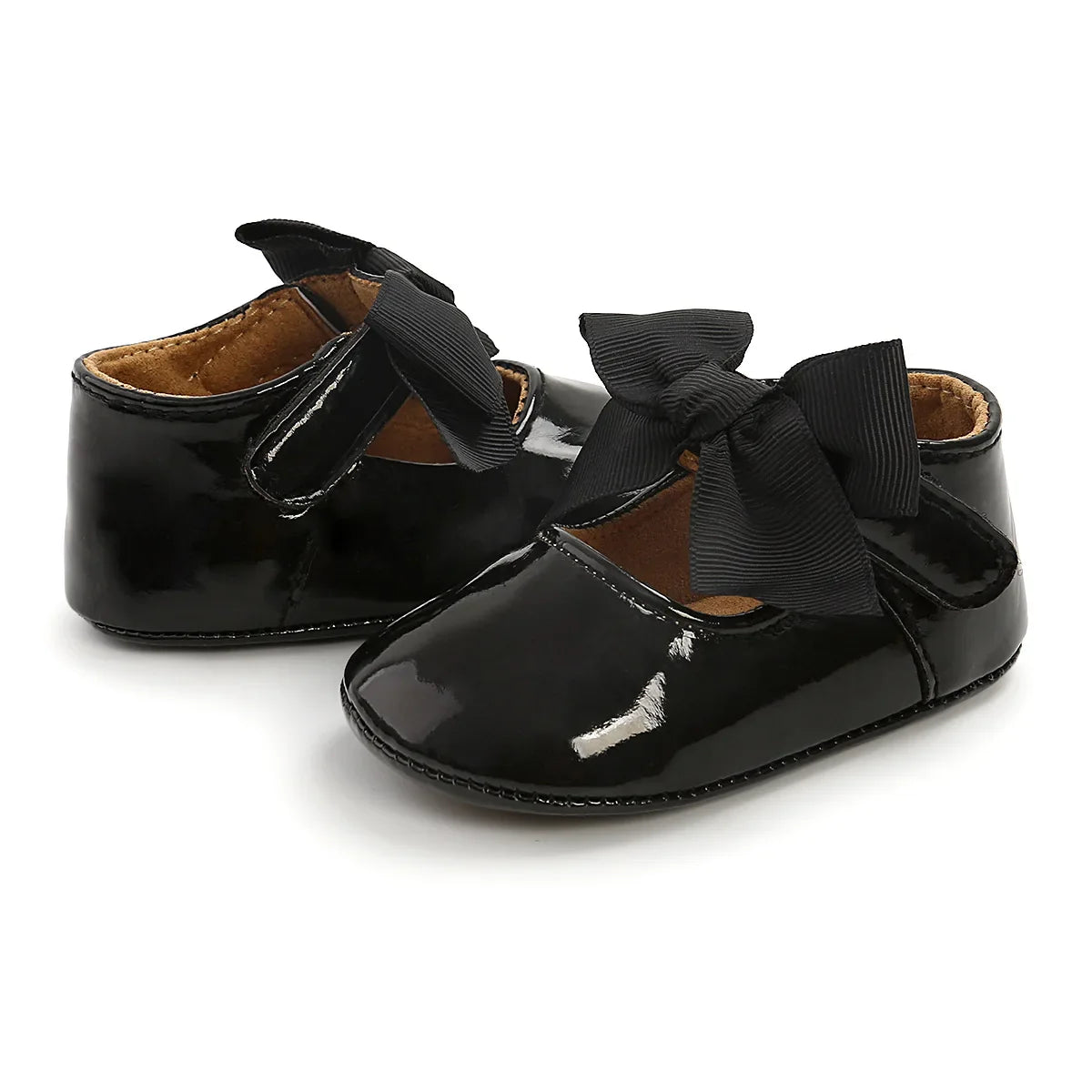 Meckior Baby Girl Shoes – Bowknot PU Ballet Slippers with Rubber Anti-Slip Sole, First Walker Toddler Crib Dress Shoes