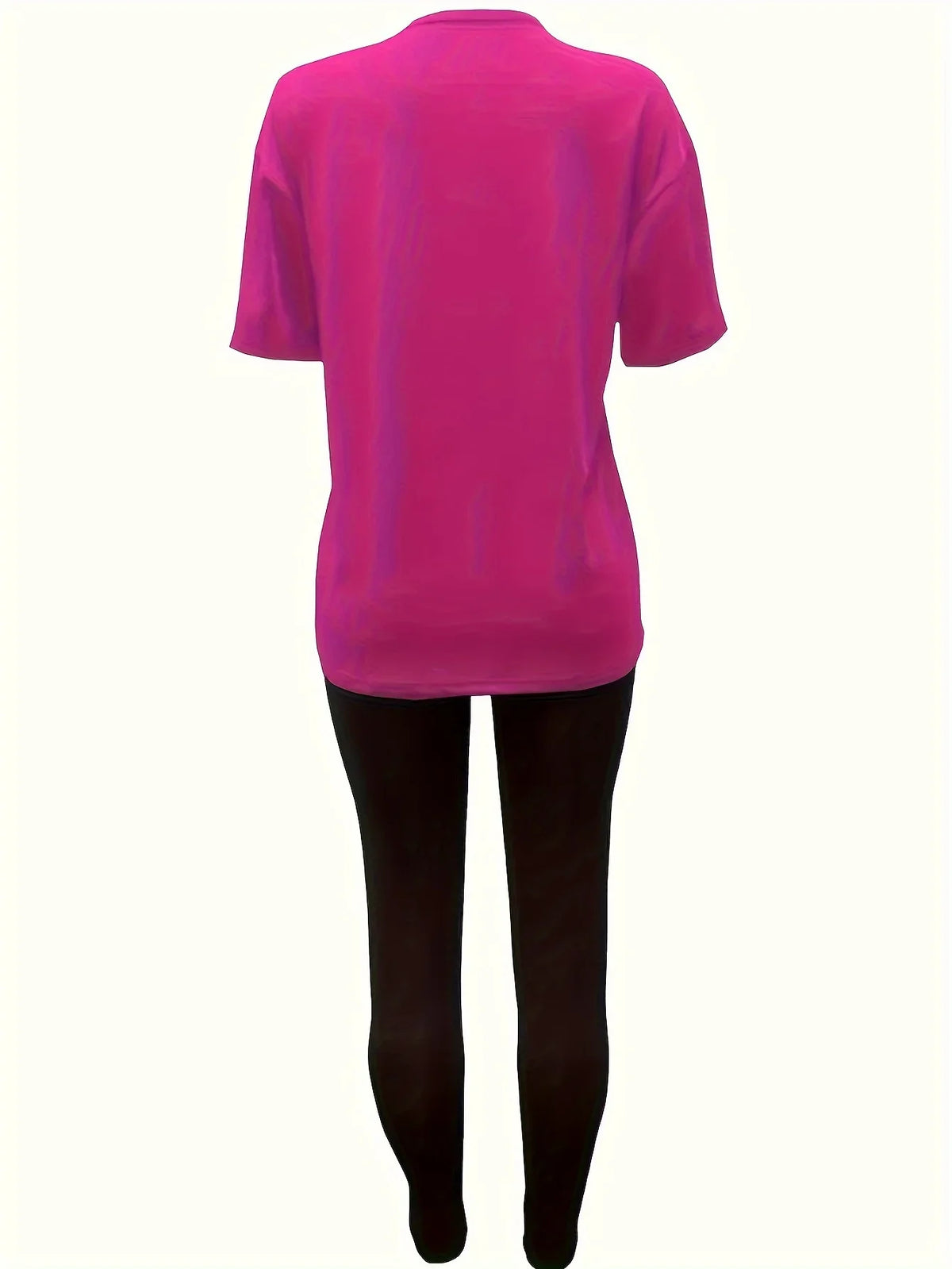 Women’s Plus Size Sports Outfit Set – Abstract Print Long Sleeve T-Shirt Top & Stretch Comfy Fitness Pants Set