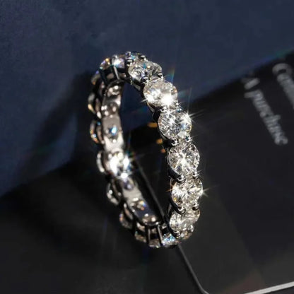 FEOBUR 7ct 5mm Moissanite Ring – Certified 925 Sterling Silver Full Diamond Engagement & Wedding Eternity Band for Men & Women