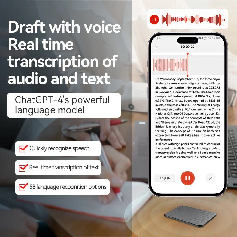 8-128GB AI ChatGPT-4 Voice Recorder – Intelligent Audio Recording, Call Transcription & Voice-to-Text Device