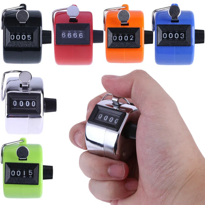 Handheld 4-Digit Tally Counter – Mechanical Manual Palm Clicker for Number Counting, Assorted Colors