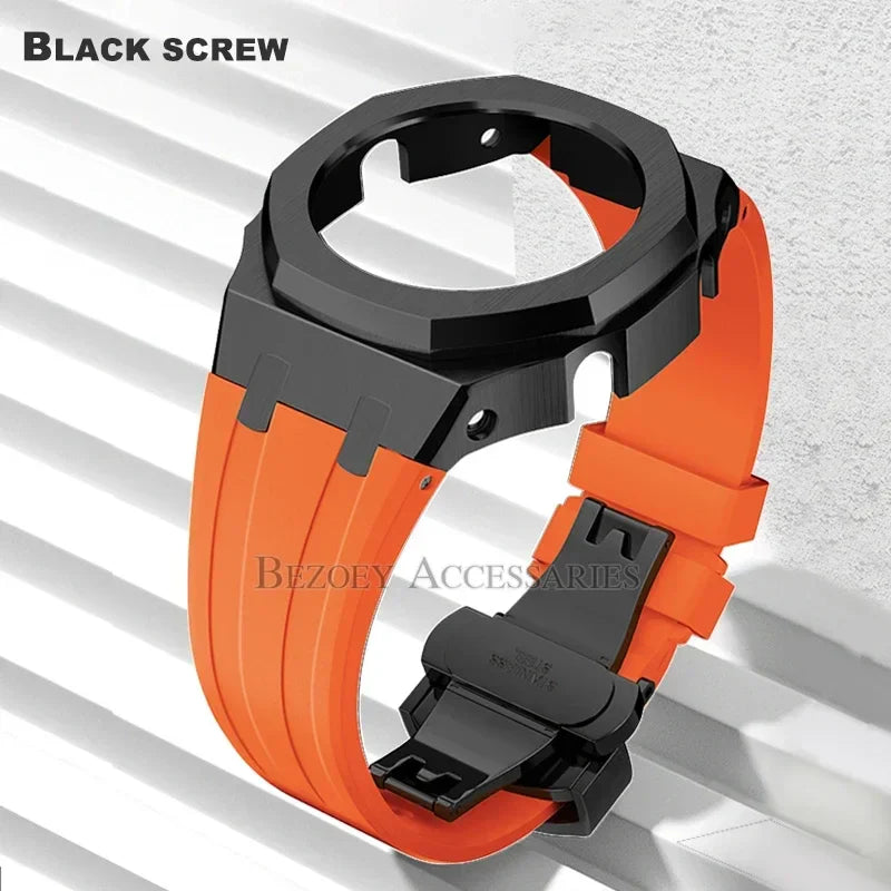 GEN4 Casioak GA2100 Mod Kit – Stainless Steel Case, Bezel, and Rubber Strap Replacement for G-SHOCK GA2100/GA2110