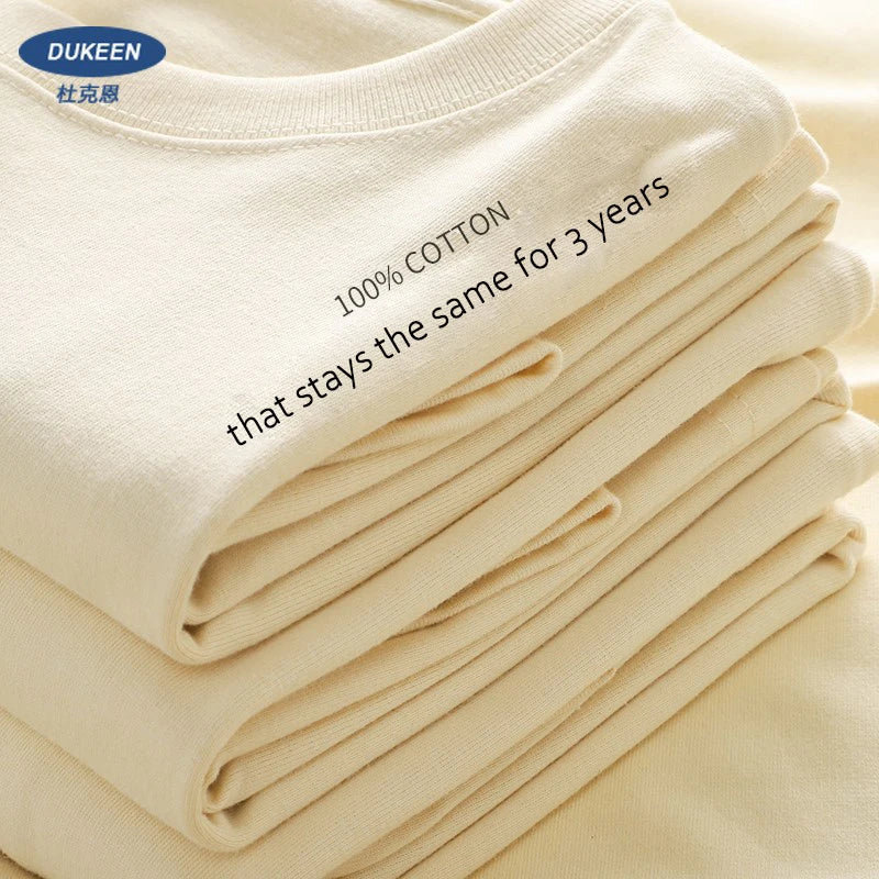 Dukeen Heavyweight Cotton T-Shirt - 280gsm Oversized Short Sleeve Casual Tee for Men Summer Streetwear
