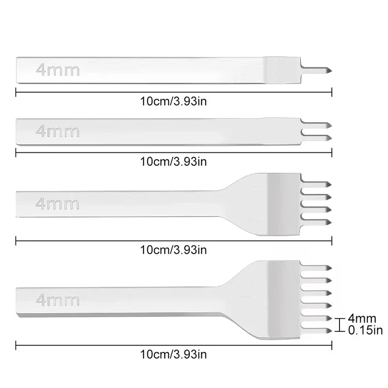 Fenrry Leather Spacing Punch Set – 3/4/5/6mm Lacing & Stitching Hole Punch Tools with 1/2/4/6 Prongs for DIY Leathercraft