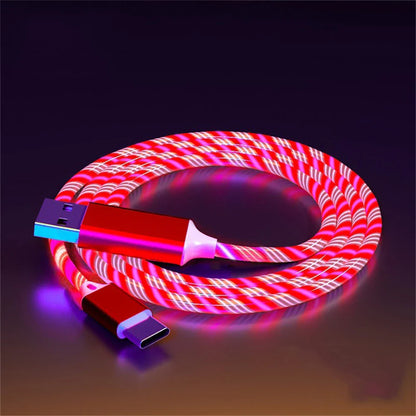 NNBILI 3-in-1 Glowing LED Fast Charging Cable – Luminous USB Type-C Charger for iPhone, Xiaomi & Phones