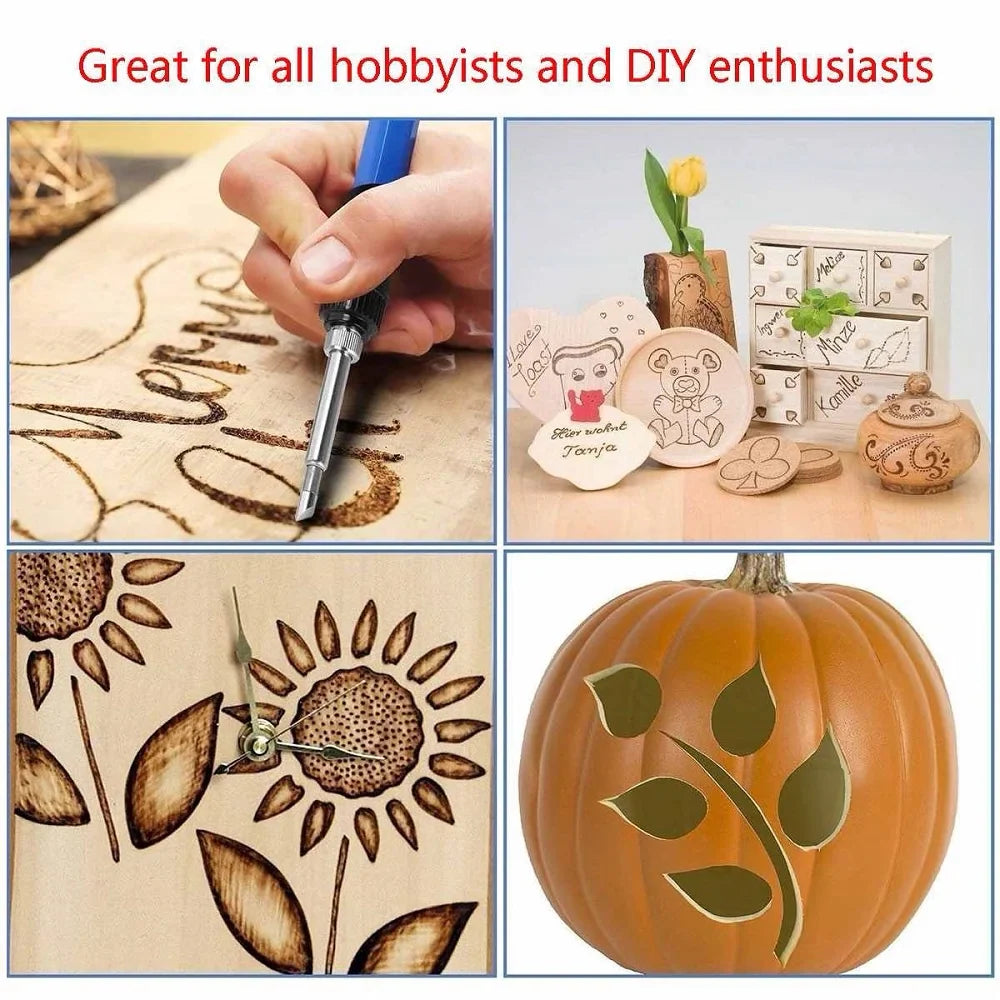 JCD 80W Electric Engraving & Soldering Pen – Wood Burning Pyrography Kit with 28 Craft Tips (908S)