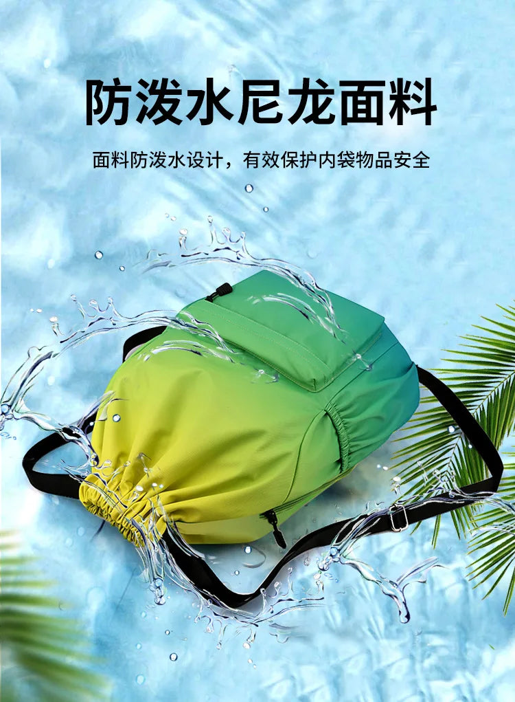 Bundle Pocket Waterproof Nylon Backpack — Portable Sports Bag for Outdoor, Camping, Swimming, Fitness, and School Use