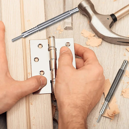 Hammerless Nail Set Spring Tool | Center Pin Punch | Spring Loaded Marking Carpenter Woodworking Drill Bit | Door Pin Removal Tool