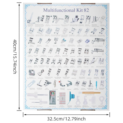 82-Piece Sewing Machine Presser Foot Set - Multifunctional Professional Accessories Kit