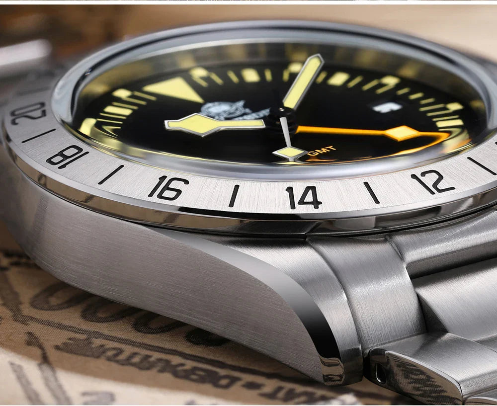 ADDIESDIVE GMT Men’s Diver Watch – 39mm Stainless Steel, Luminous Calendar Display, 20ATM Quartz Reloj Hombre