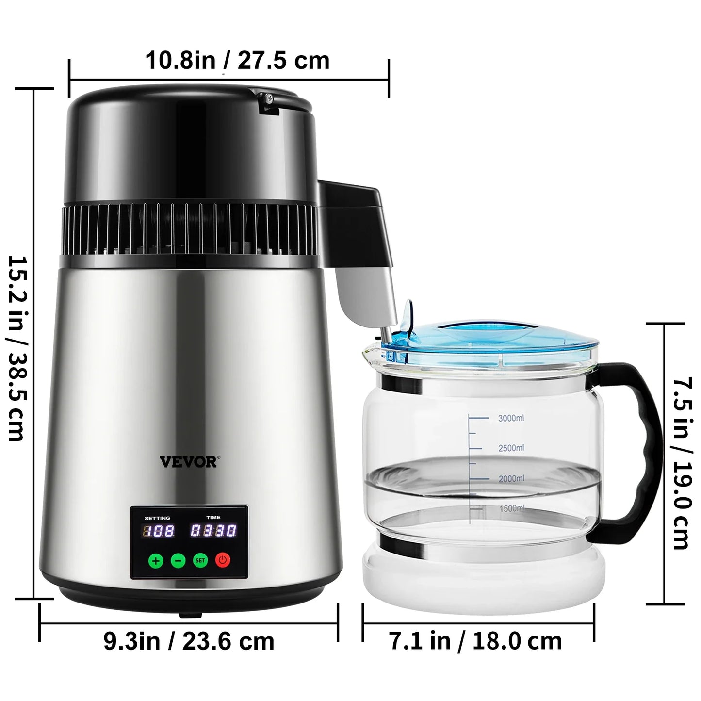 SucceBuy 4L Water Distiller – Home Purifier with 1L/H Distilling Speed & Touch Screen