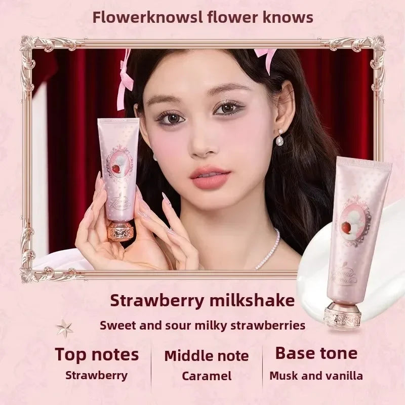 Flower Knows Strawberry Cupid Scented Hand Cream – Moisturizing & Nourishing Whitening Skin Care Lotion for Women 50ml