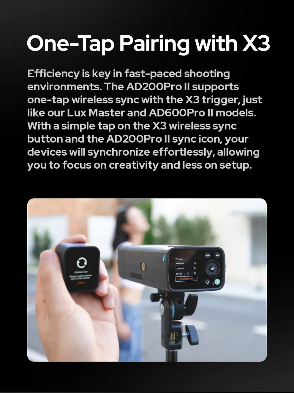 Godox AD200Pro II TTL Wireless Camera Pocket Flash – 2.4G, Compatible with X1T for Nikon, Canon, Sony, Fuji, Olympus