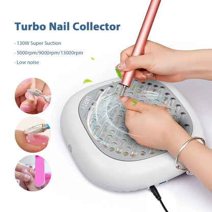 130W Brushless Nail Dust Collector – Powerful Suction Nail Dust Extractor, Manicure Vacuum Cleaner with 2 Filters