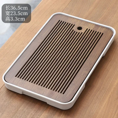 Portable Bamboo Tea Tray – Kung Fu Tea Set Grid Tray with Drainage for Dry & Wet Use
