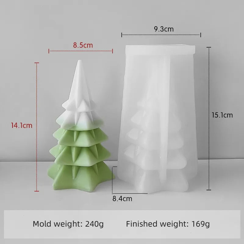 3D Origami Christmas Tree Silicone Mold — DIY Aroma Candle, Plaster & Gel Mold for Handmade Creative Holiday Decorations