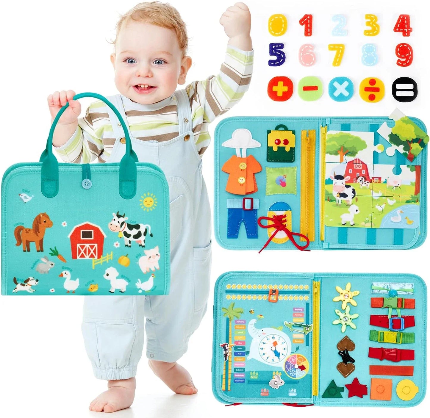 Montessori Busy Book – Portable Educational Toy for Toddlers, Travel Activity Board, Fine Motor Skills & Early Learning