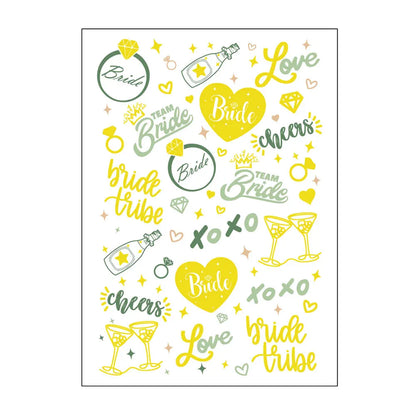 Waterproof Gold Foil Temporary Tattoo Stickers – Crown & Ring Bridal Party Body Art Decals
