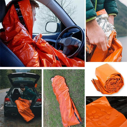 Portable Waterproof Emergency Survival Sleeping Bag - Outdoor EDC Camping Gear, Thermal Sack, First Aid Rescue Kit Mylar Blanket