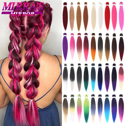 26-Inch Pre-Stretched Braiding Hair Extensions – Synthetic Afro Crochet Braids for DIY, Jumbo Braid in Purple, Pink, Peach & Red