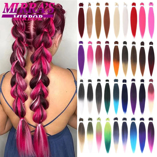 26-Inch Pre-Stretched Braiding Hair Extensions – Synthetic Afro Crochet Braids for DIY, Jumbo Braid in Purple, Pink, Peach & Red