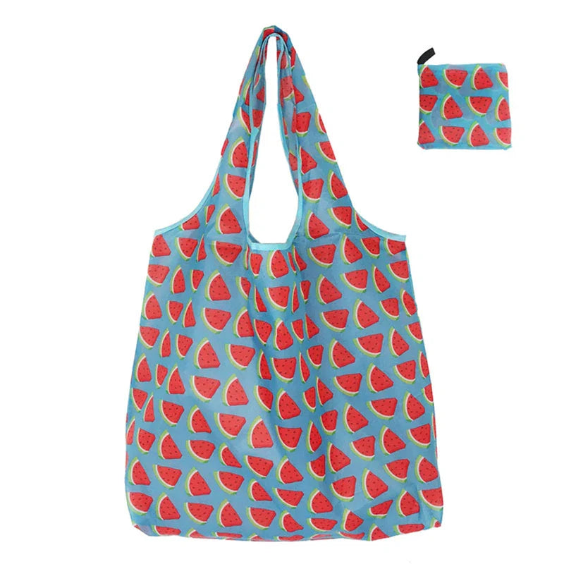 Portable Foldable Shopping Bag – Large Capacity Nylon Tote with Fashion Prints, Lightweight Reusable Travel & Grocery Essential Bag