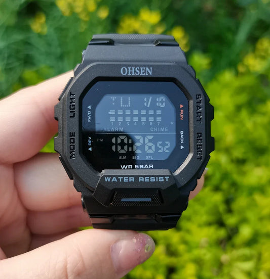 Digital Sport Watches – Fashionable Waterproof Black Military Wristwatch for Men, Electronic Hand Clock, Reloj Masculino