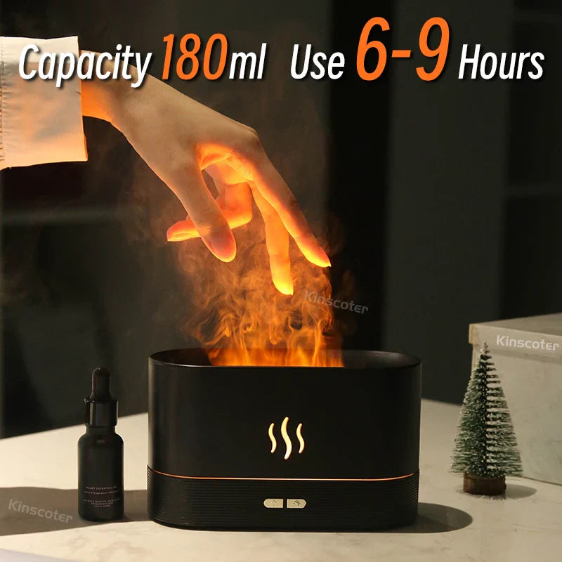 Kinscoter Ultrasonic Cool Mist Maker - Aroma Diffuser Air Humidifier with LED Essential Oil Flame Lamp - Difusor Fogger